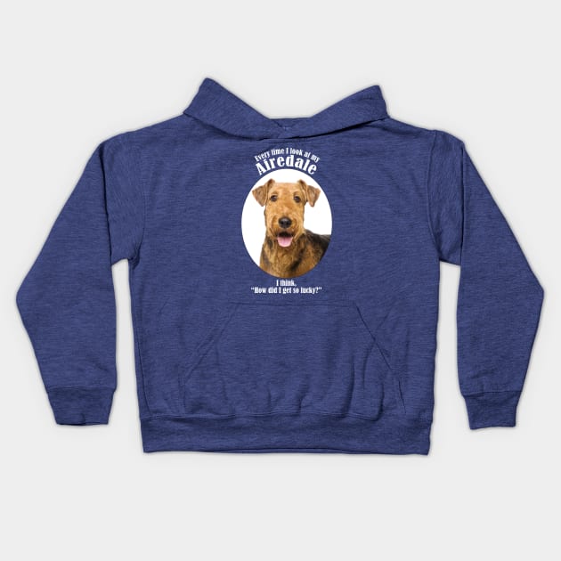 Lucky Airedale Kids Hoodie by You Had Me At Woof